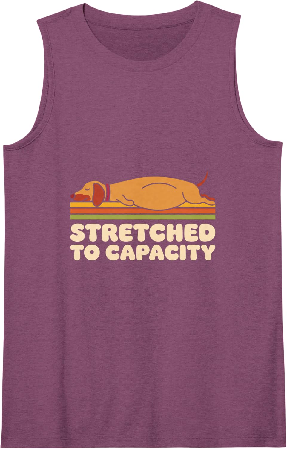Stretched to Capacity Thanksgiving Dachshund Funny Doxie Sleeveless Tank Top - Purple