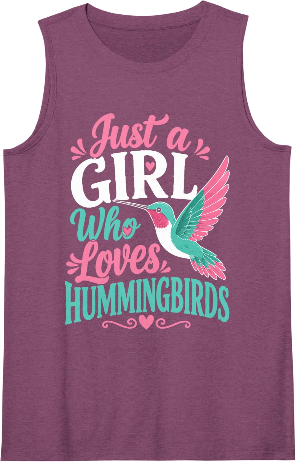 Girl Hummingbird Lover Sleeveless Tank Top - Purple