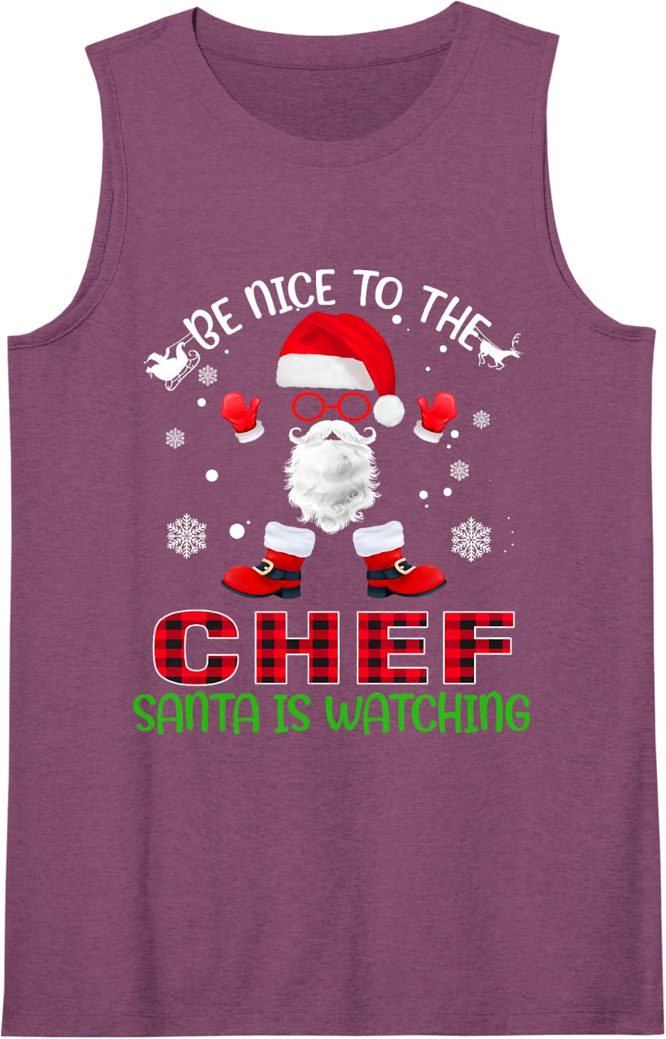 Be Nice to The Chef Santa is Watching Funny Christmas Xmas Tank Top - Purple