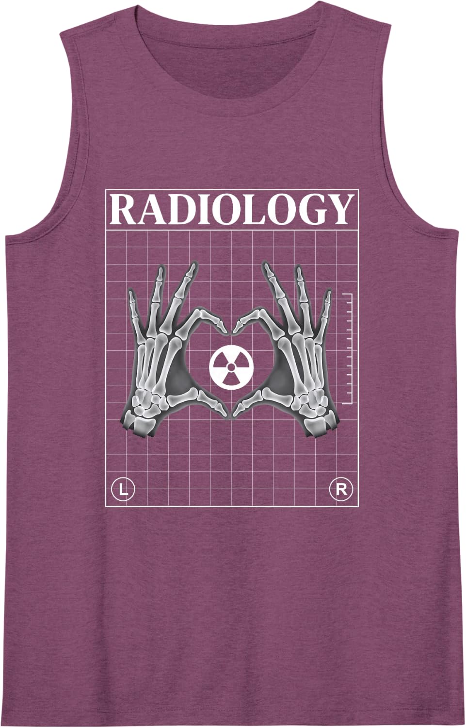 Radiology X-Ray Tech Women Heart Skeleton Sleeveless Tank Top - Purple