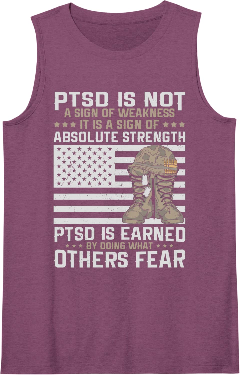 PTSD is A Sign of Absolute Strength US Military Veteran Sleeveless Tank Top - Purple