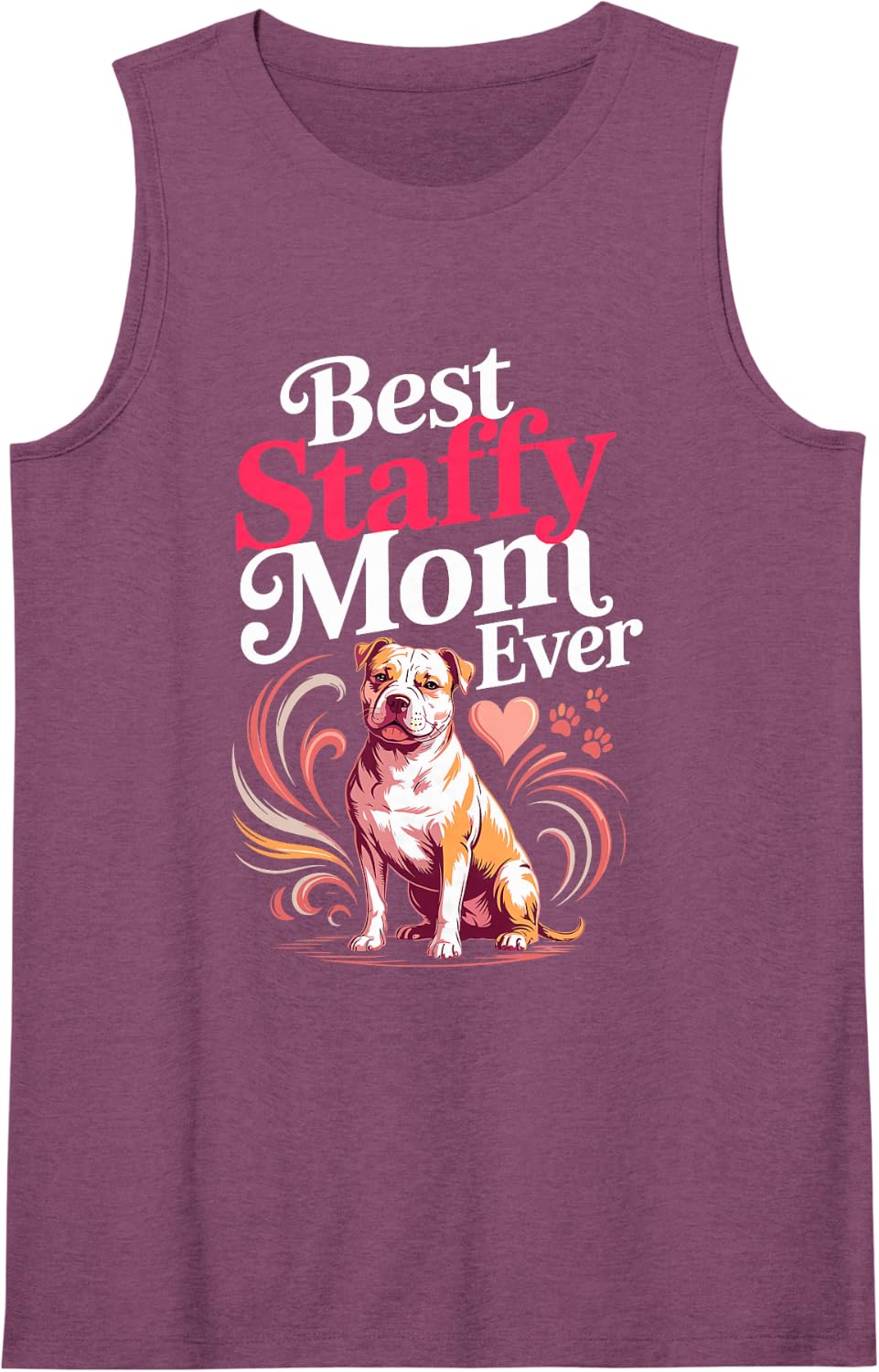 Best Staffy Mom Ever Staffordshire Bull Terrier Sleeveless Tank Top - Purple