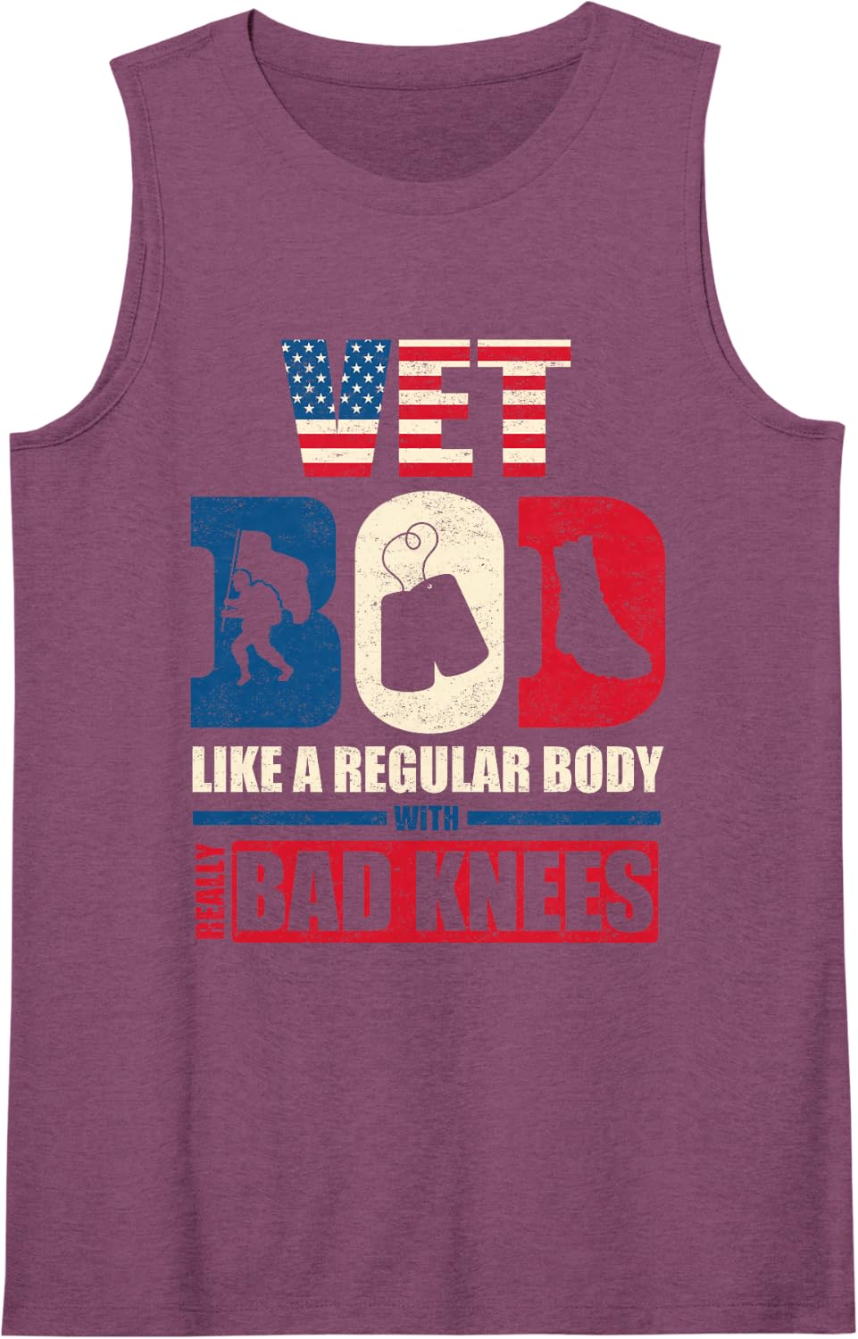 Vet BOD Like A Regular Body with Bad Knees Military Veteran Sleeveless Tank Top - Purple