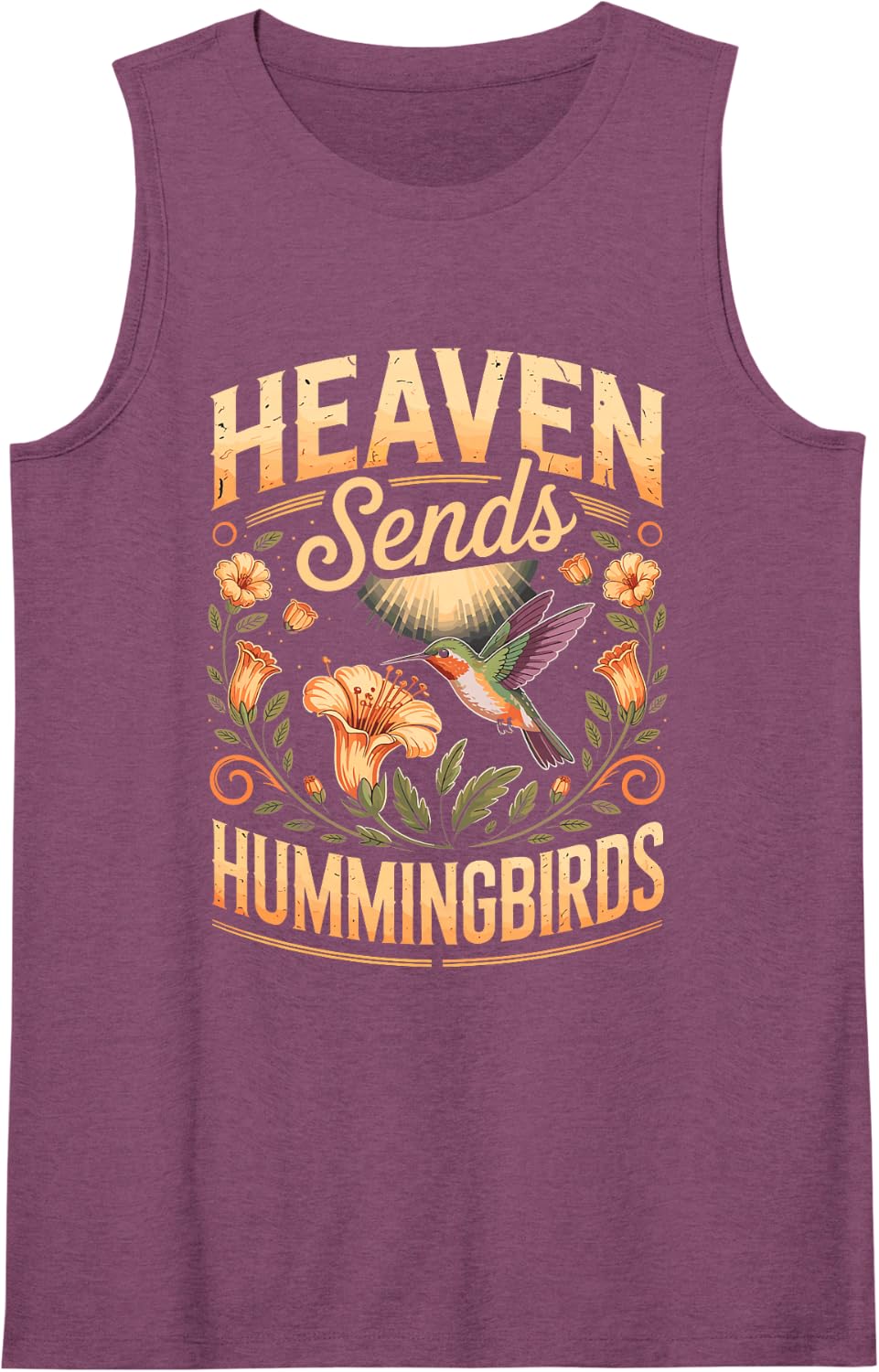 Heaven Sends Hummingbirds Memorial Remembrance Faith Grief Sleeveless Tank Top - Purple
