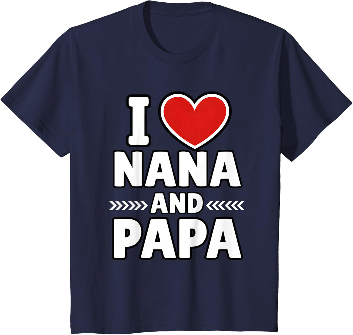 I Love Nana and Papa Grandkids T-Shirt - Navy Blue