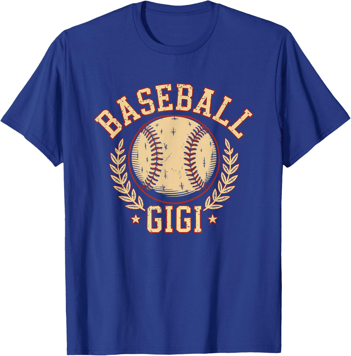 Baseball Gigi Vintage Bold Distressed Grandma Fan Badge T-Shirt - Royal Blue
