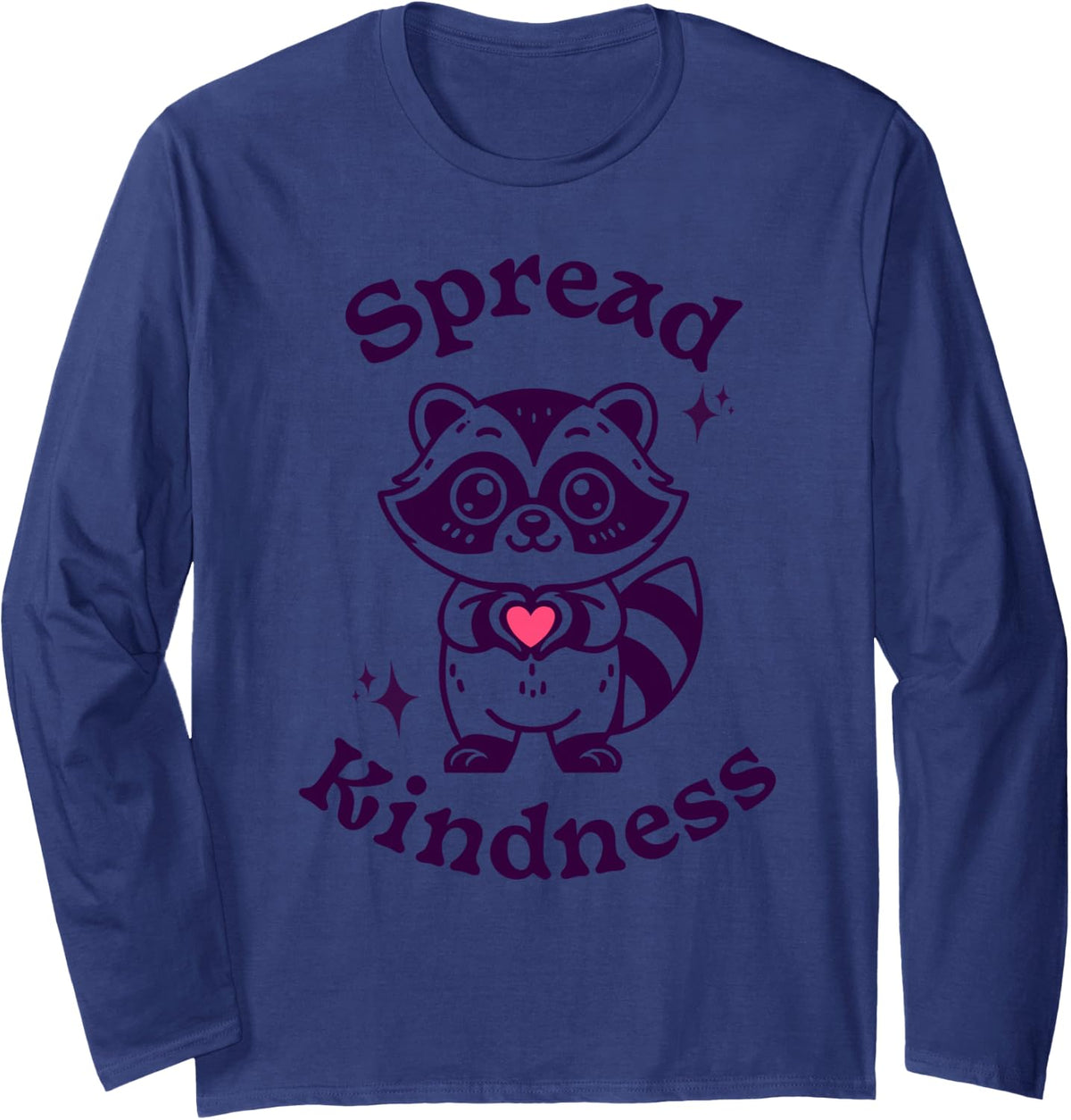 Vintage Spread Kindness Shirt Kind Raccoon Teacher Kindness Long Sleeve T-Shirt - Adult Unisex Navy Blue