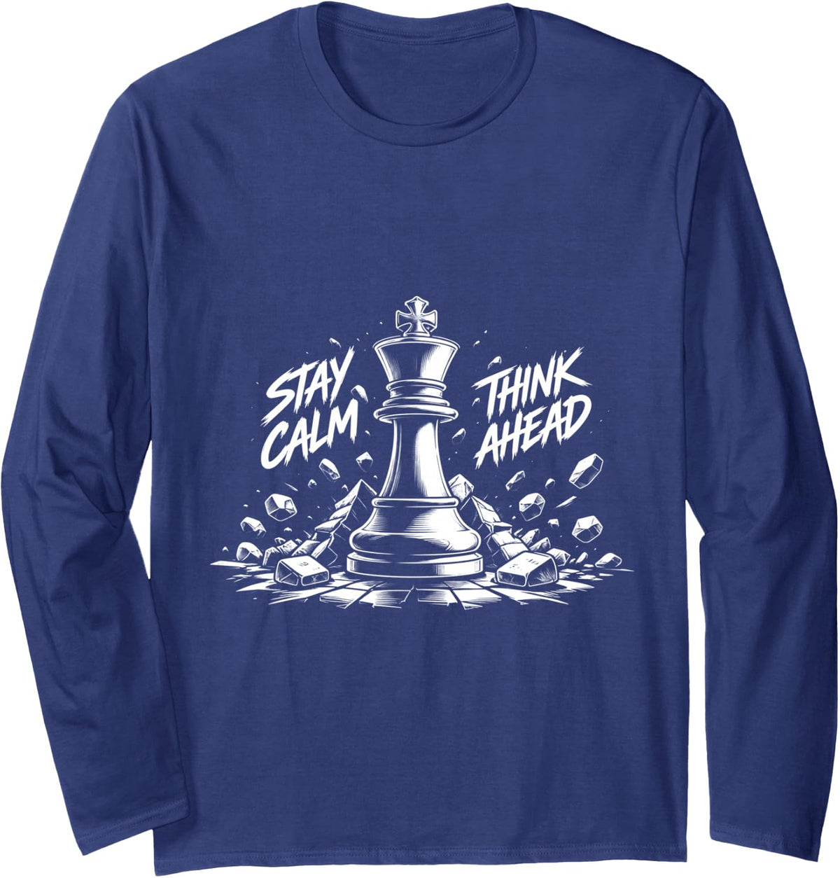Chess Strategy Classic Long Sleeve T-Shirt - Adult Unisex Navy Blue