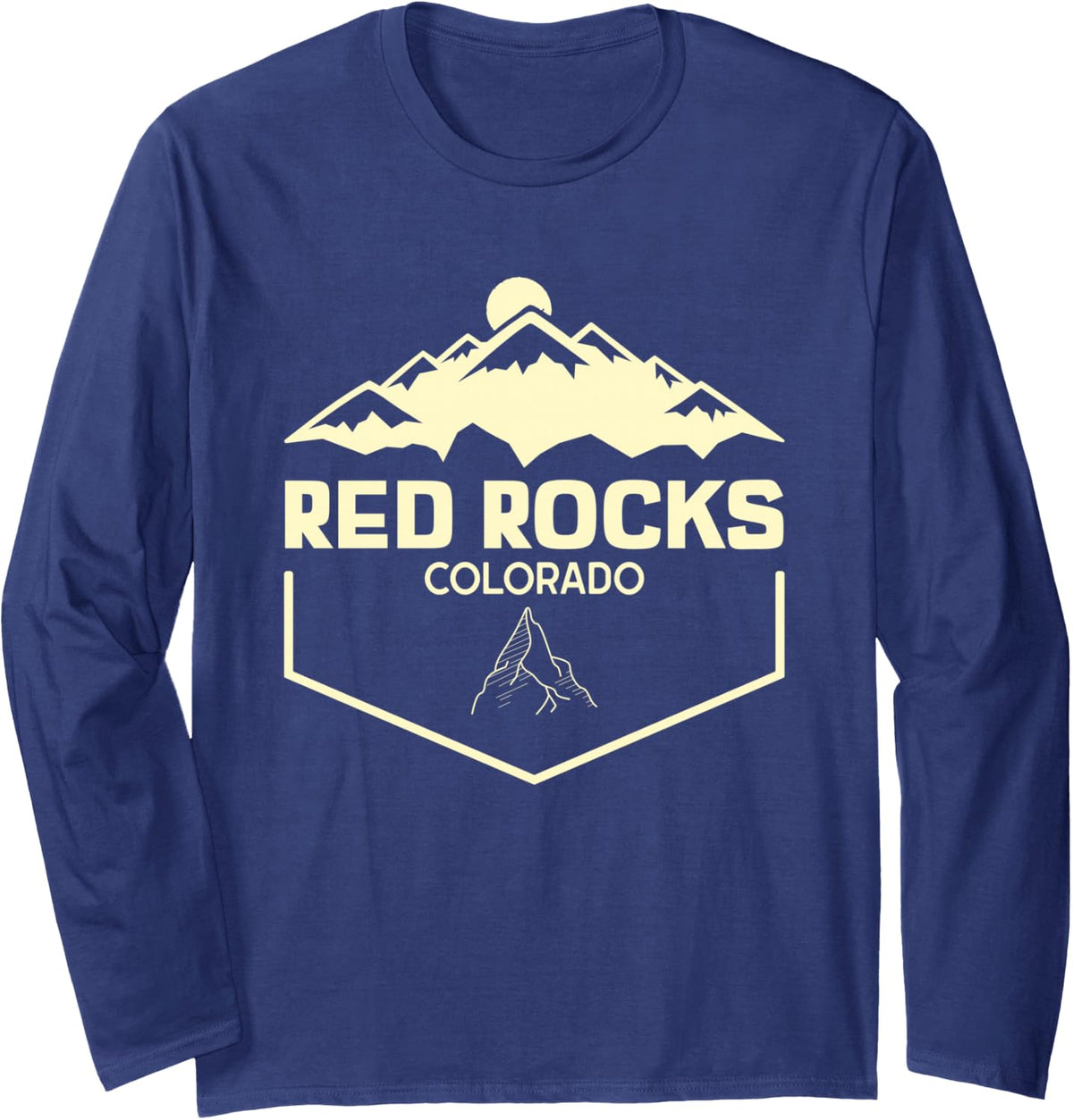 Red Rocks Colorado Beautiful Rocky Mountains Long Sleeve T-Shirt - Adult Unisex Navy Blue