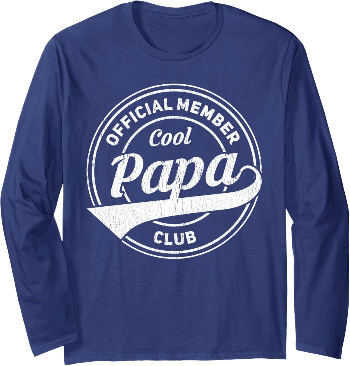 Official Member Cool Papa Club Long Sleeve T-Shirt - Adult Unisex Navy Blue
