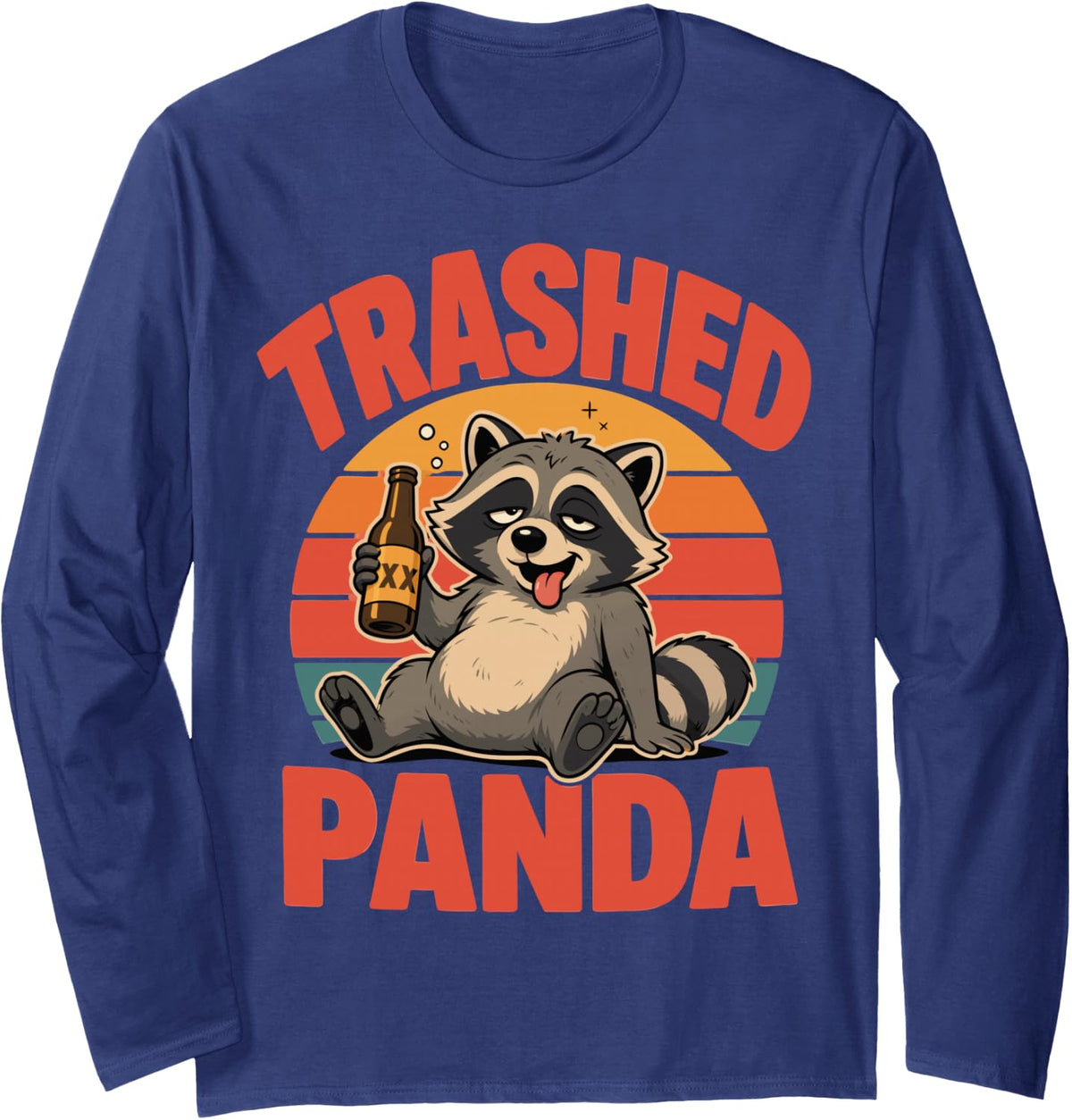 Funny Trash Panda Beer Raccoon Party Long Sleeve T-Shirt - Adult Unisex Navy Blue