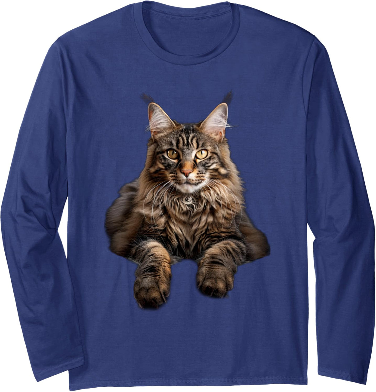 Maine Coon Long Sleeve T-Shirt - Adult Unisex Navy Blue