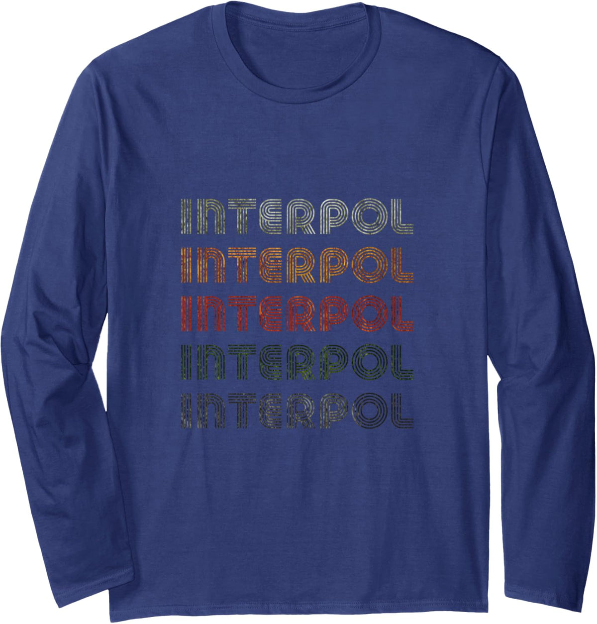 Love Heart Interpol Tee Grunge Vintage Style Black Interpol Long Sleeve T-Shirt - Adult Unisex Navy Blue