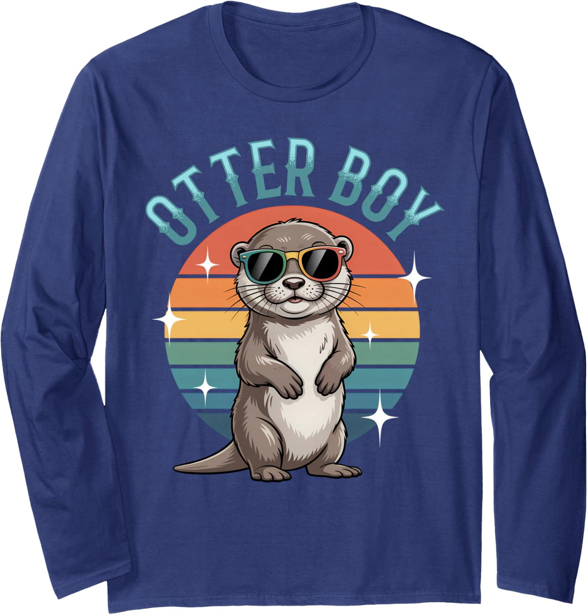 Funny Otter Long Sleeve T-Shirt - Adult Unisex Navy Blue