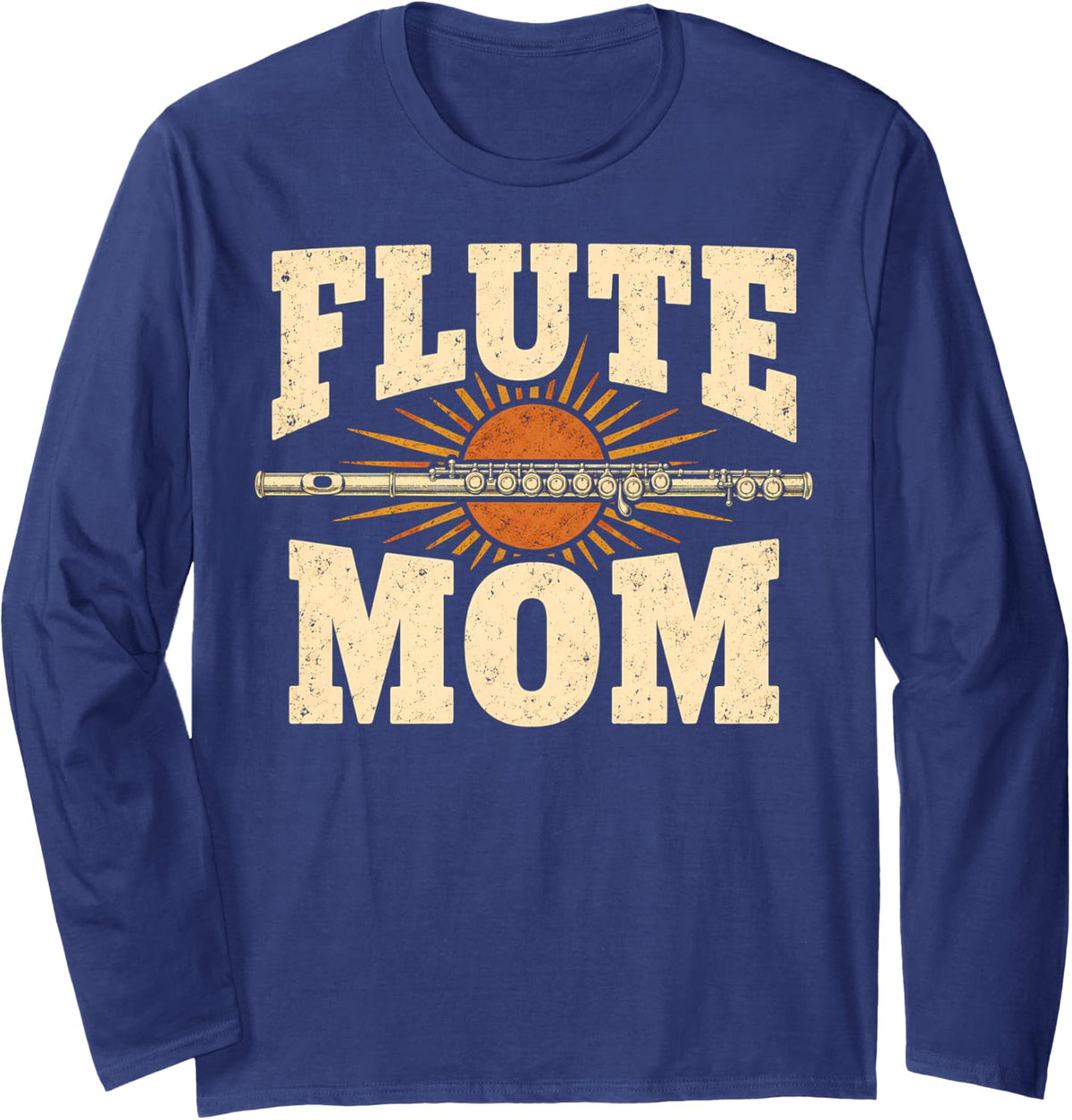 Musician Flute Mom Flutist Long Sleeve T-Shirt - Adult Unisex Navy Blue