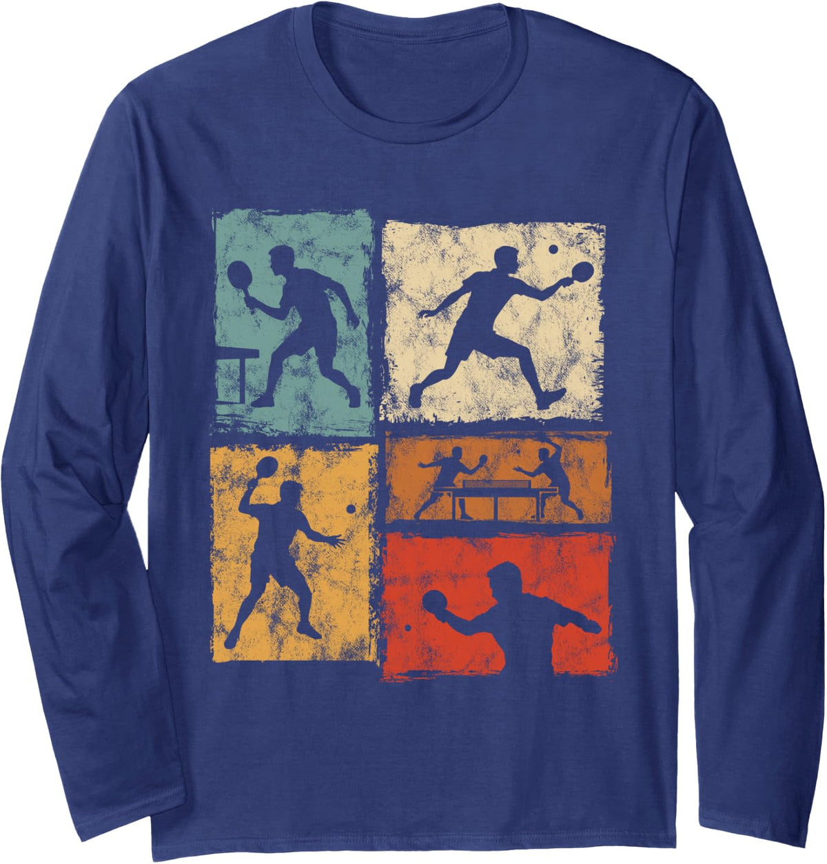 Ping Pong Mood Board for Table Tennis Players Sport Long Sleeve T-Shirt - Adult Unisex Navy Blue