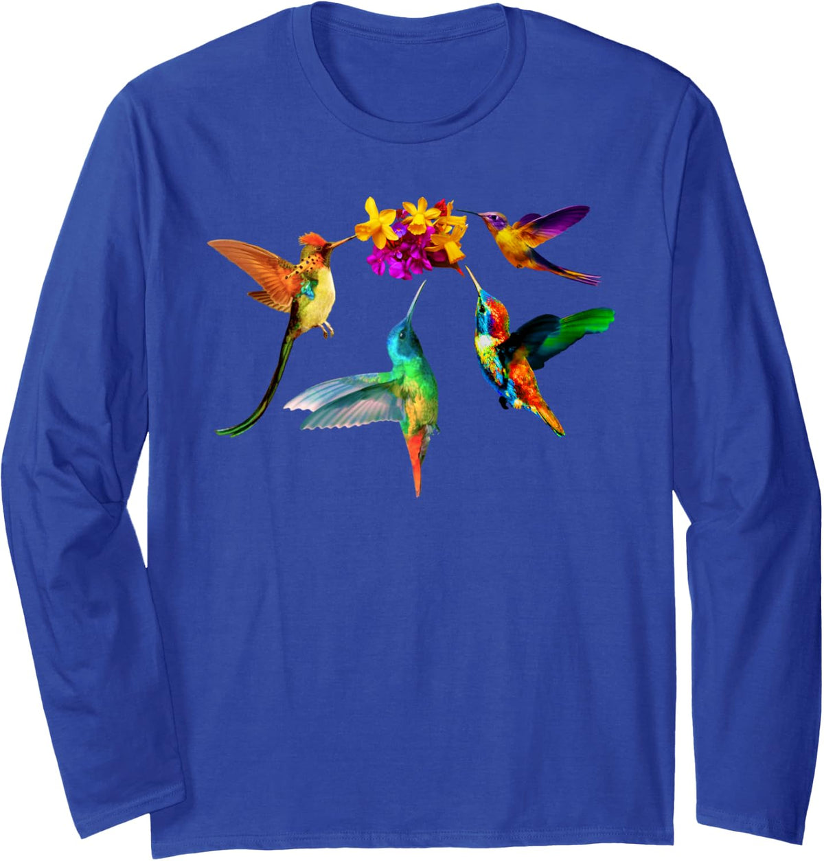 Hummingbird Lovers Novelty Gift Long Sleeve T-Shirt - Adult Unisex Royal Blue