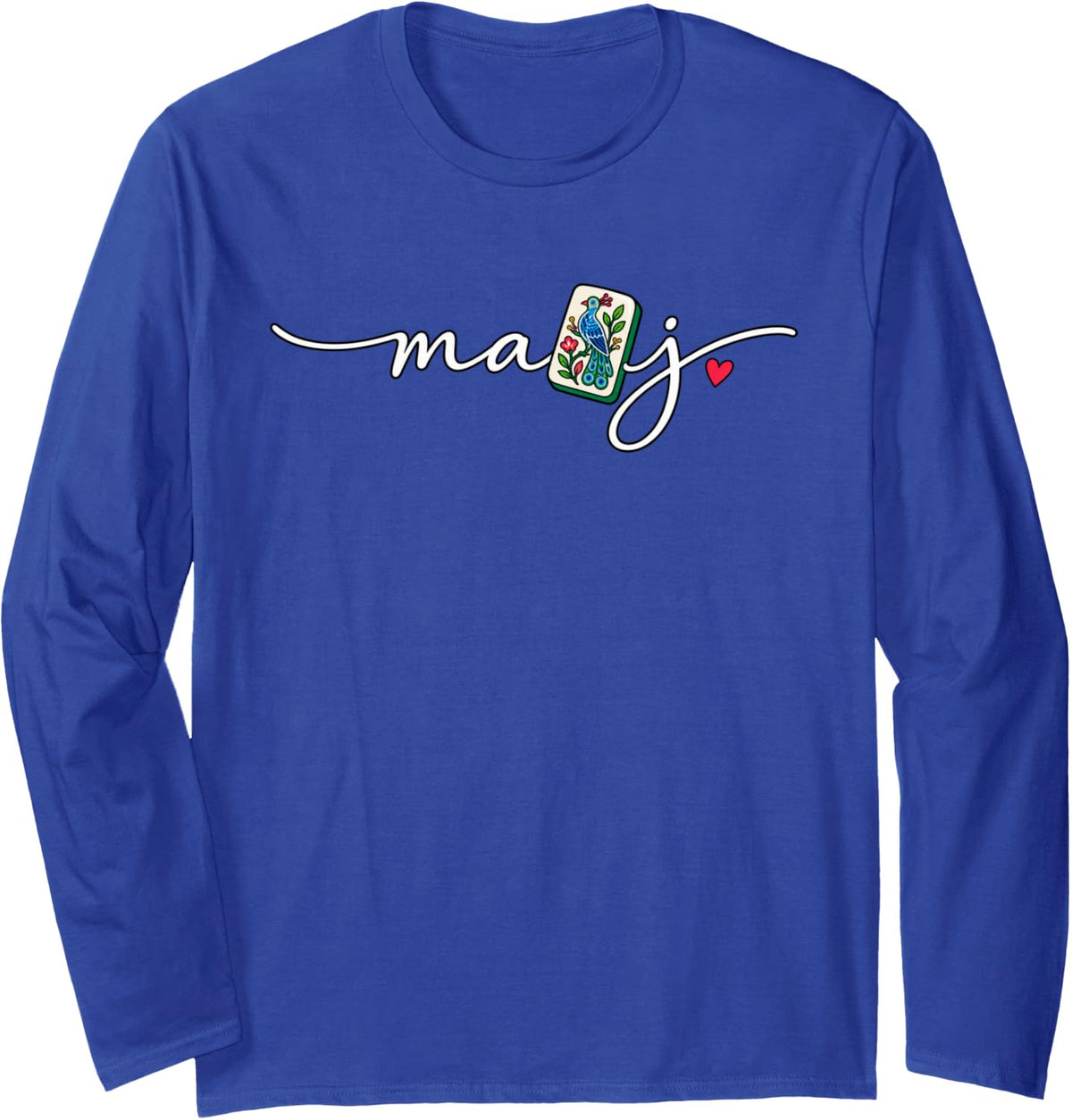 Mahjong Mahj Bam Bird Tile Player Cheers Long Sleeve T-Shirt - Adult Unisex Royal Blue