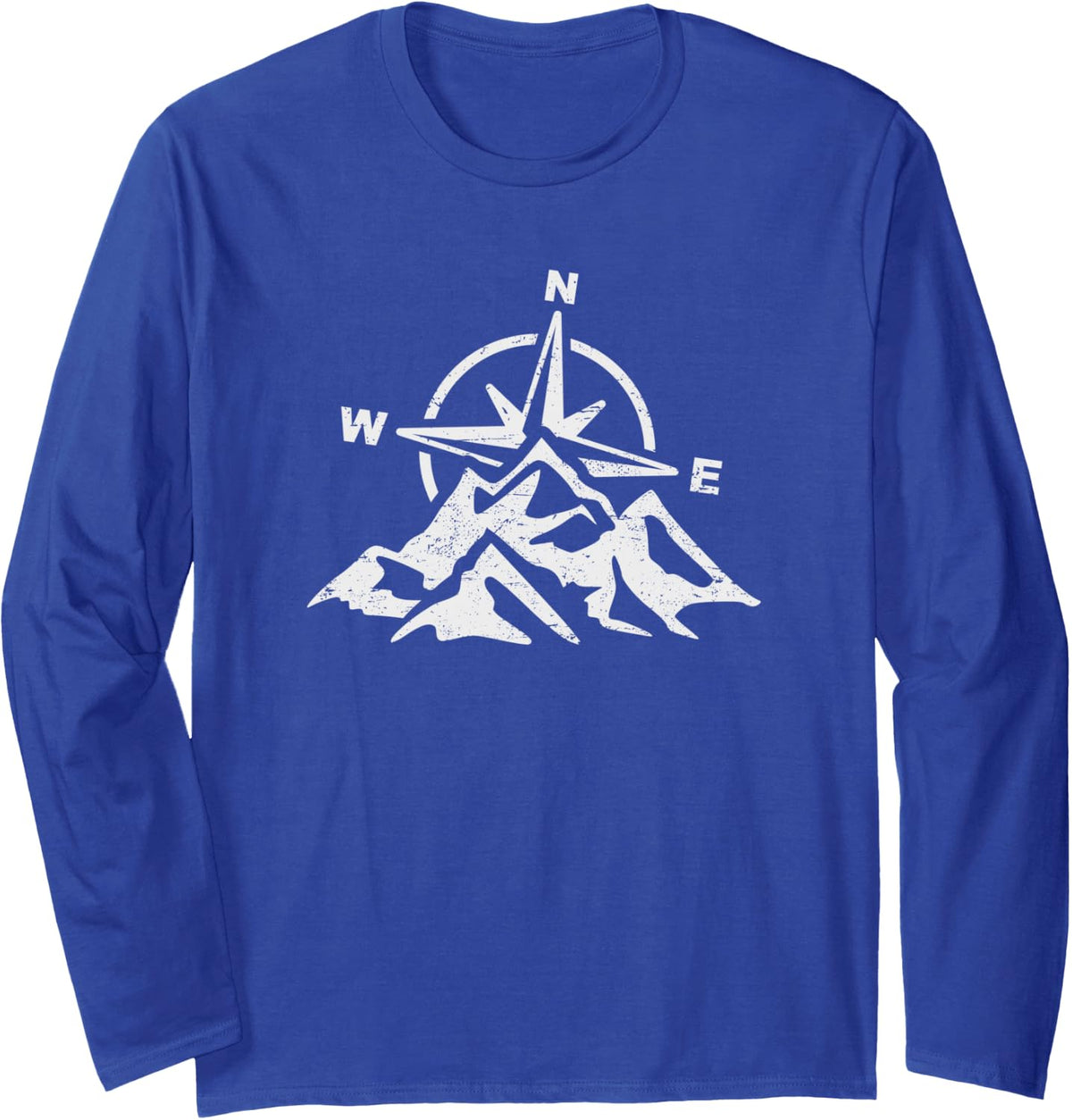 Compass Mountains Adventure Hiking Long Sleeve T-Shirt - Adult Unisex Royal Blue