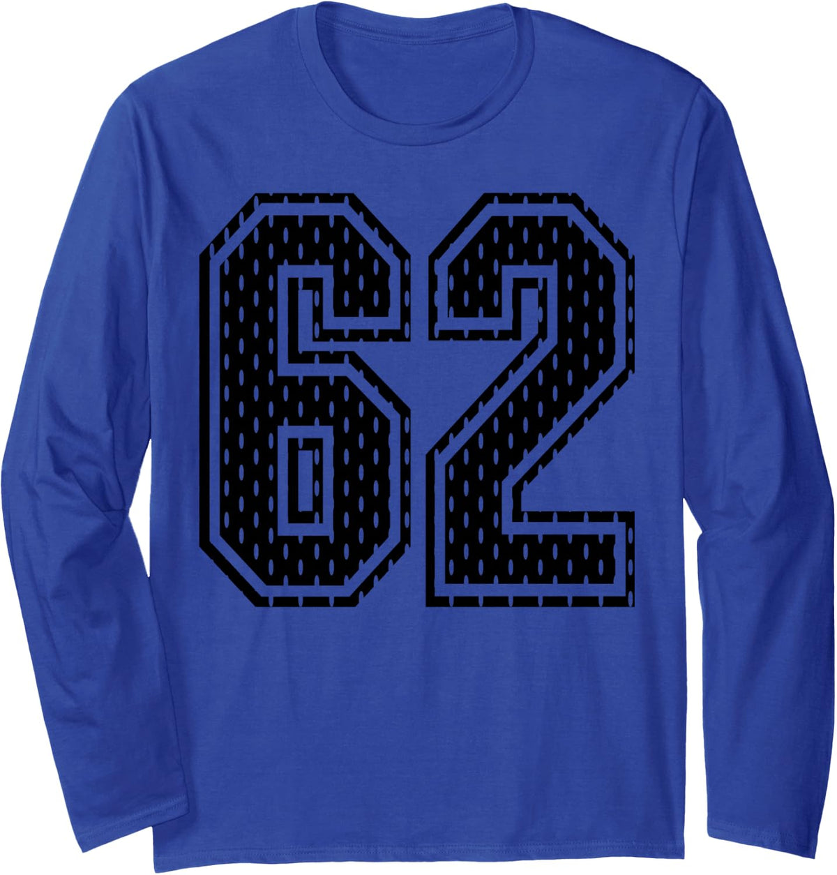 Black Number 62 Sports Fan #62 Jersey Shirt Team Player Long Sleeve T-Shirt - Adult Unisex Royal Blue