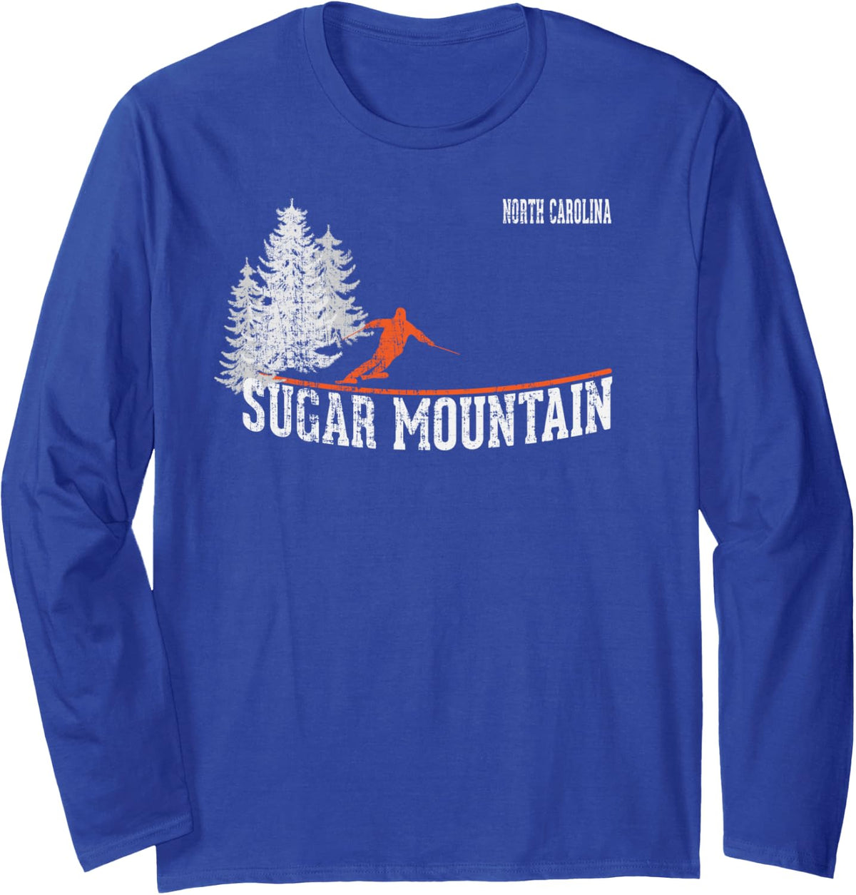 1980s Style Sugar Mountain NC Long Sleeve Skiing Shirt - Adult Unisex Royal Blue