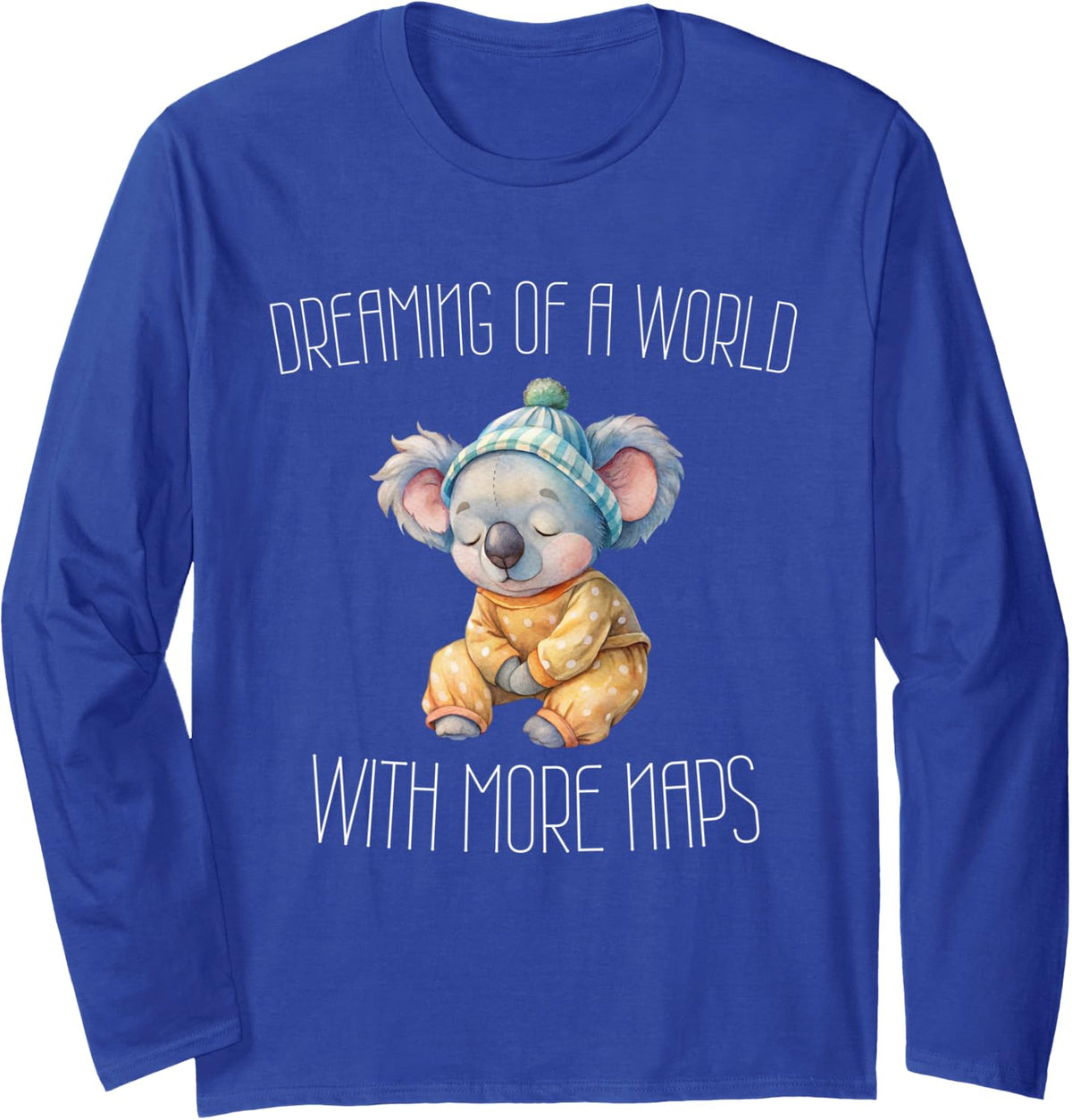 Nightgown Pajama for Late Risers Koala Official Sleep Long Sleeve T-Shirt - Adult Unisex Royal Blue