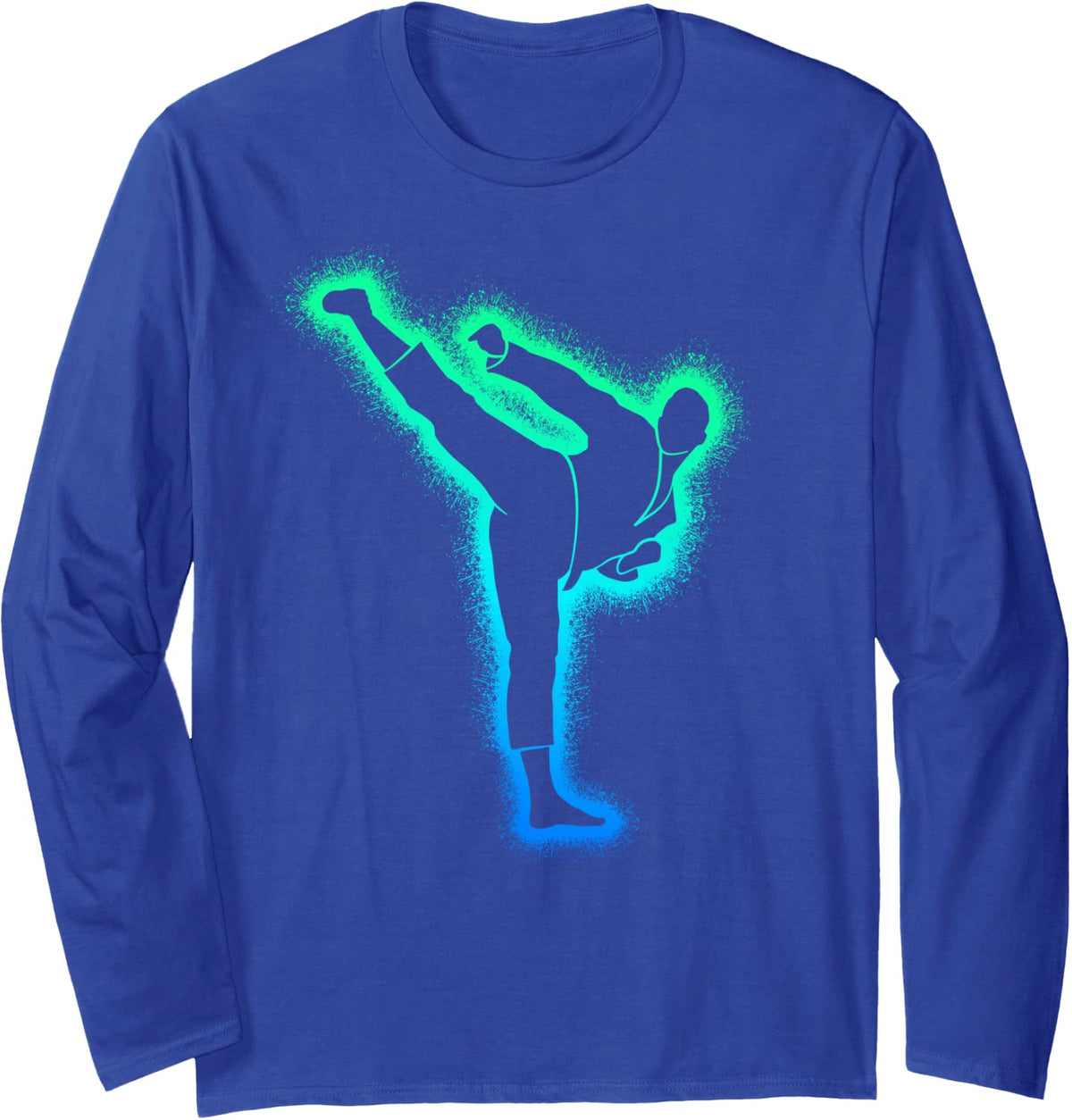 Taekwondo Martial Arts Dad Men Boys Karate Long Sleeve T-Shirt - Adult Unisex Royal Blue