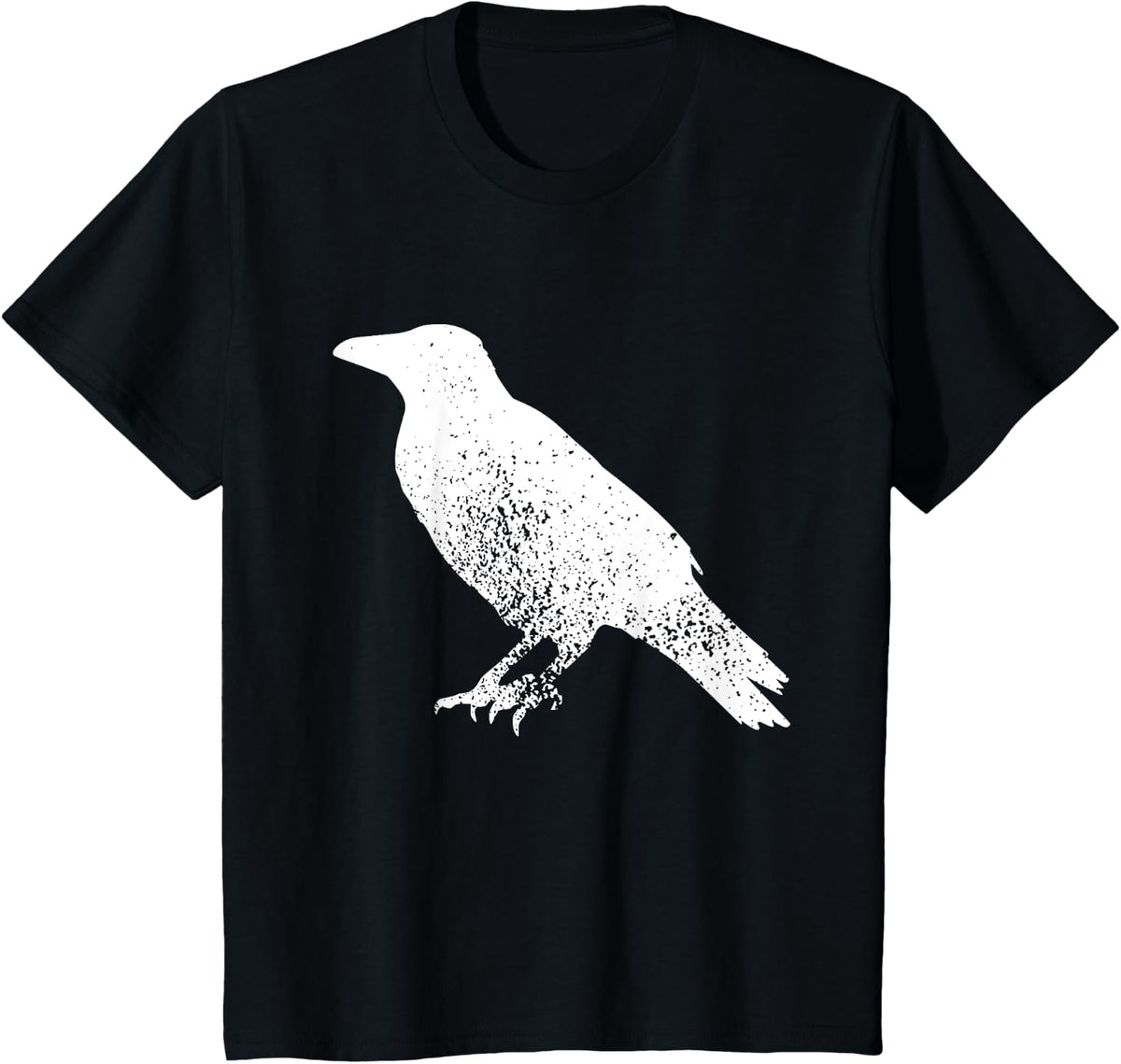 Distressed Crow Bird Print Raven Vintage Bird T-Shirt - Black