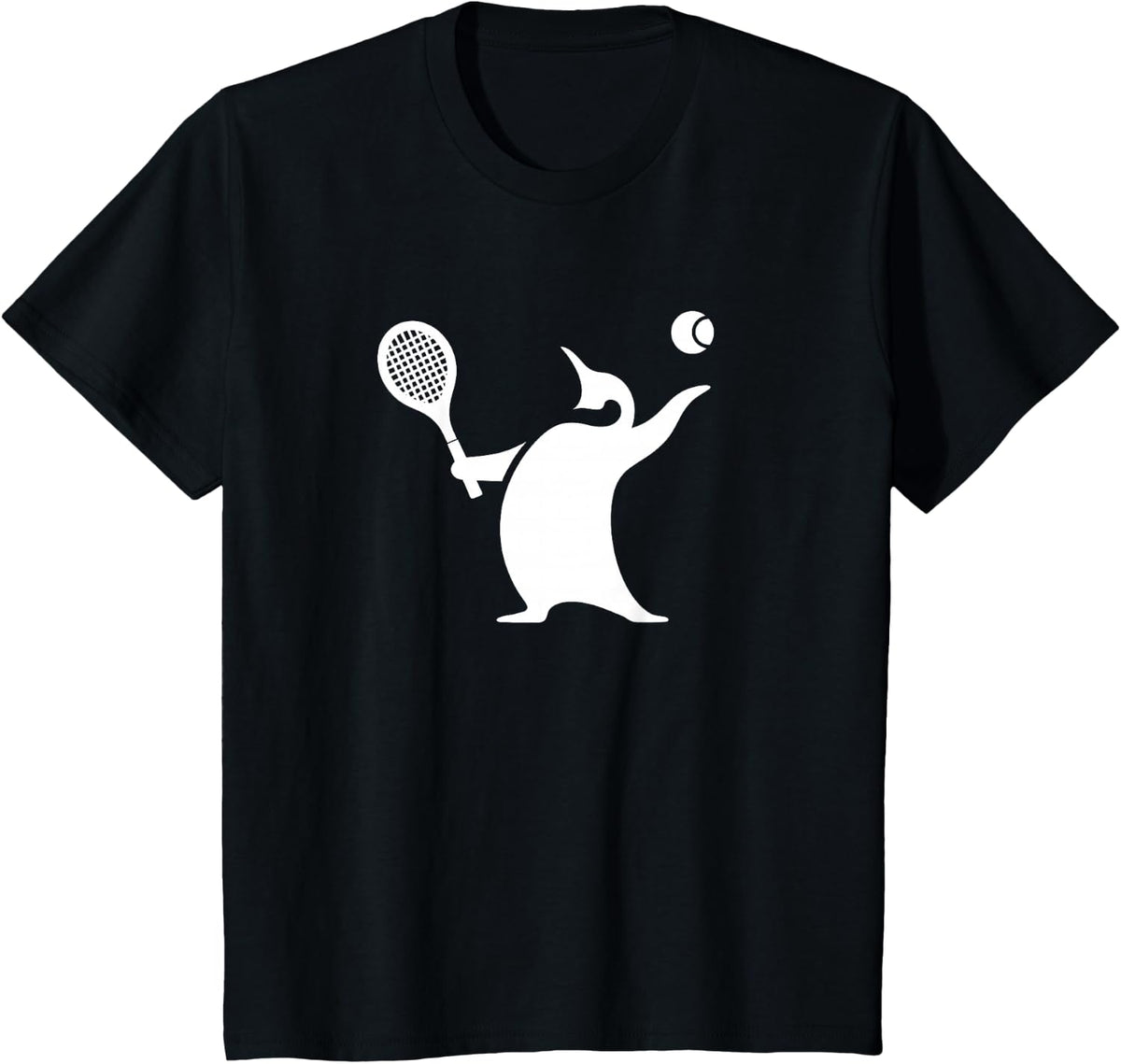 Minimalist Penguin Tennis Silhouette Design T-Shirt - Black