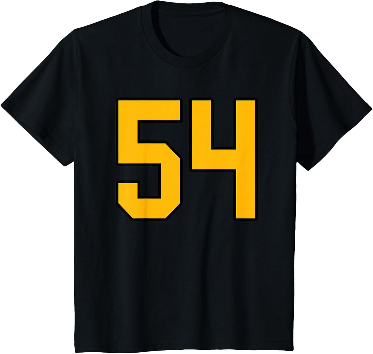 Gold and Black Sports Number 54 Jersey Uniform Player T-Shirt - Black