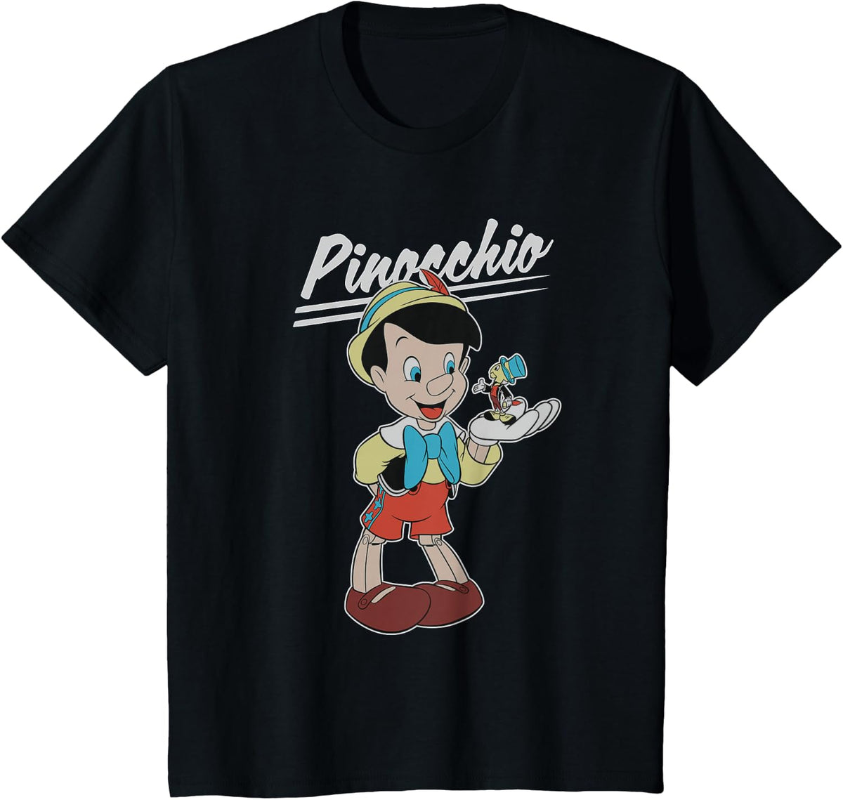 Disney Pinocchio and Jiminy Cricket T-Shirt Small - Black