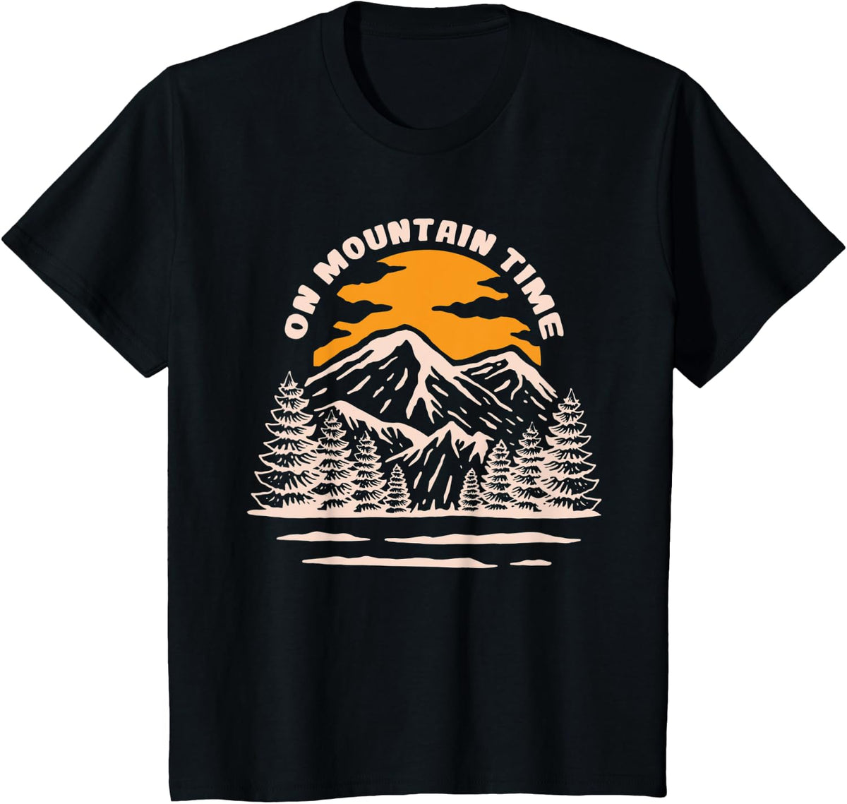 On Mountain Time - Hiking & Camping T-Shirt - Black