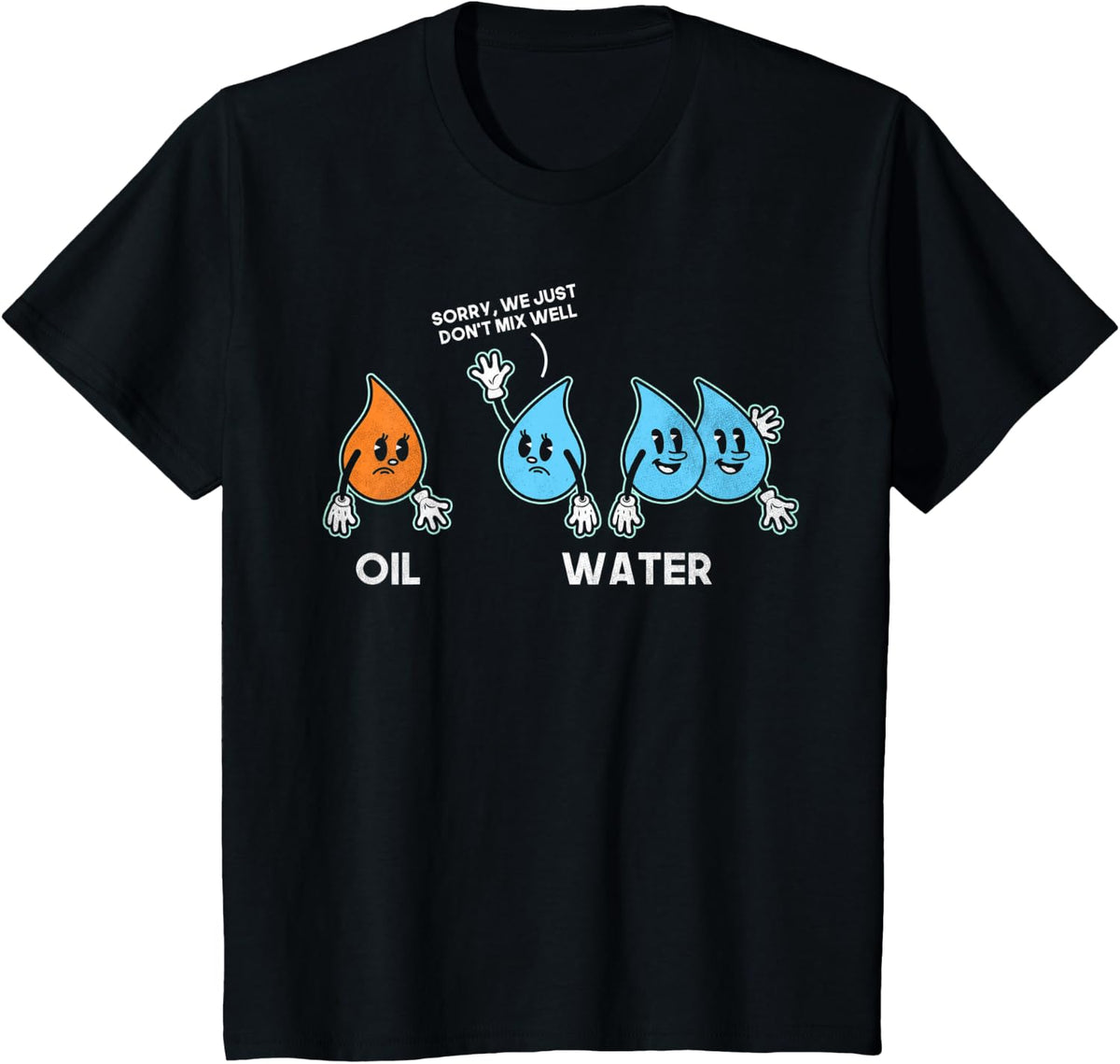 Oil Water Chemistry Science Funny T-Shirt - Black