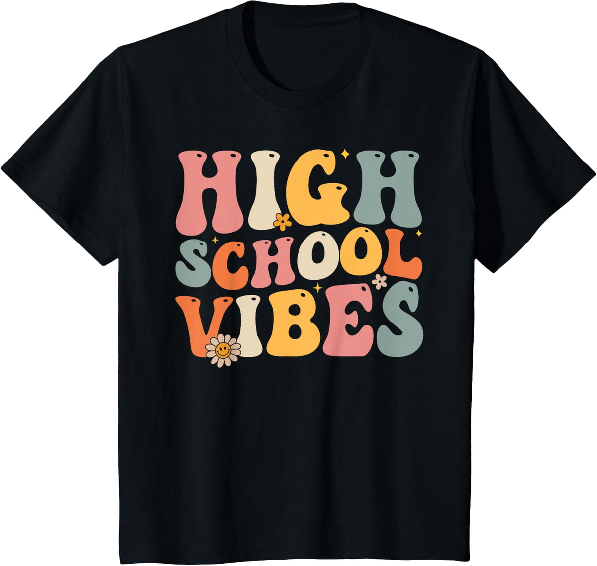 High School Vibes High School Team Retro 1st Day of School T-Shirt - Black