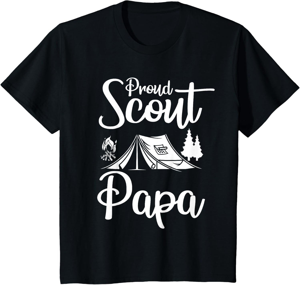 Proud Scout Papa Camping Scouting Tent Scout Dad Leader T-Shirt - Black