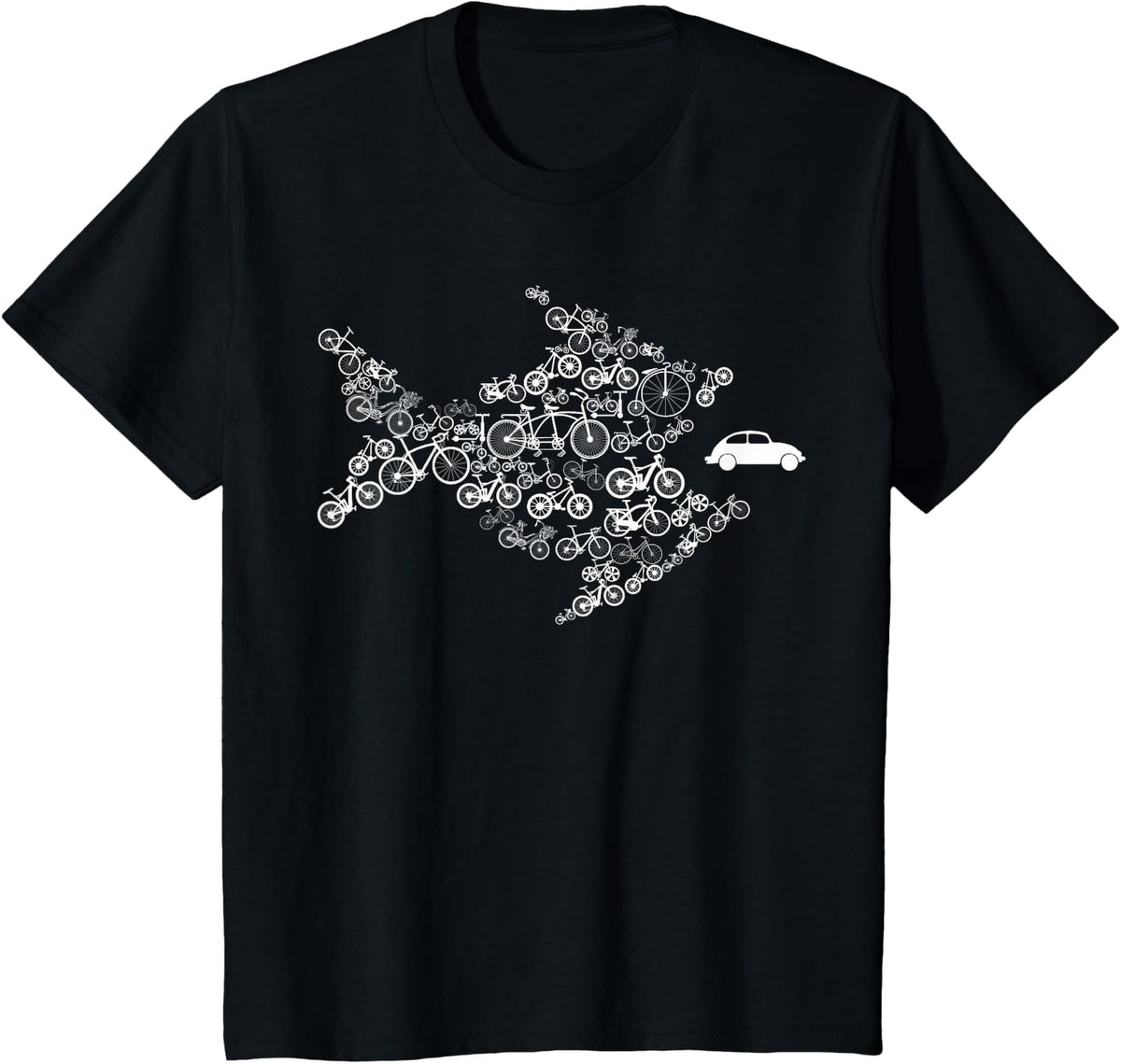 Bicycle Fish eats car T-Shirt - Black