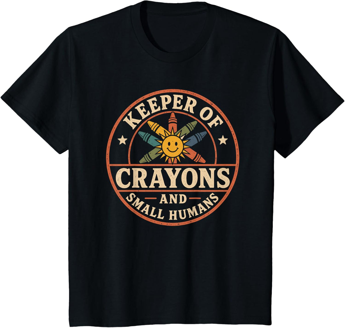 Keeper of Crayons and Small Humans Preschool Teacher T-Shirt - Black