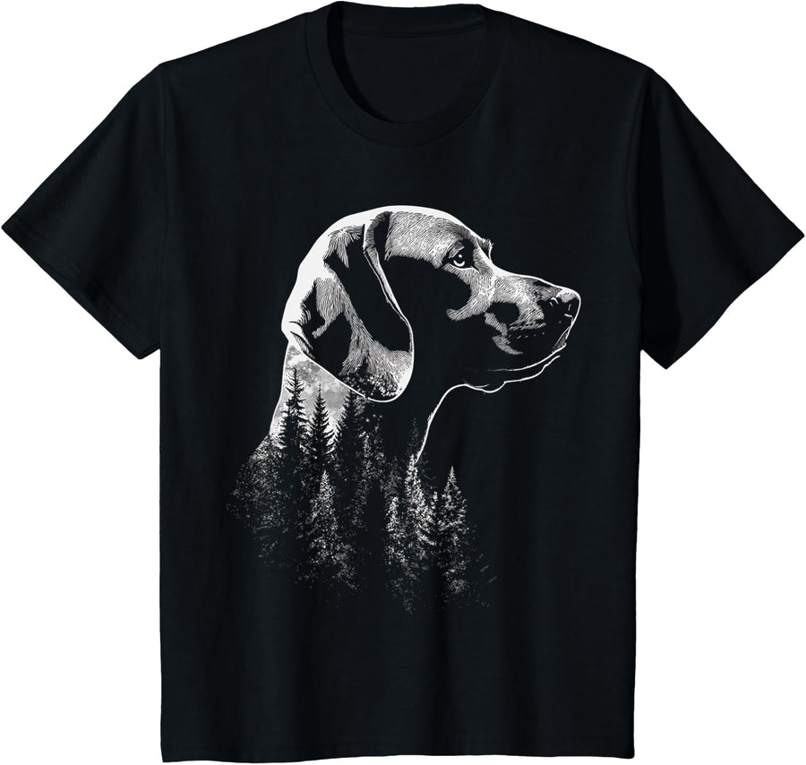 Weimaraner Dog Motif Pet Music Headphone T-Shirt - Black