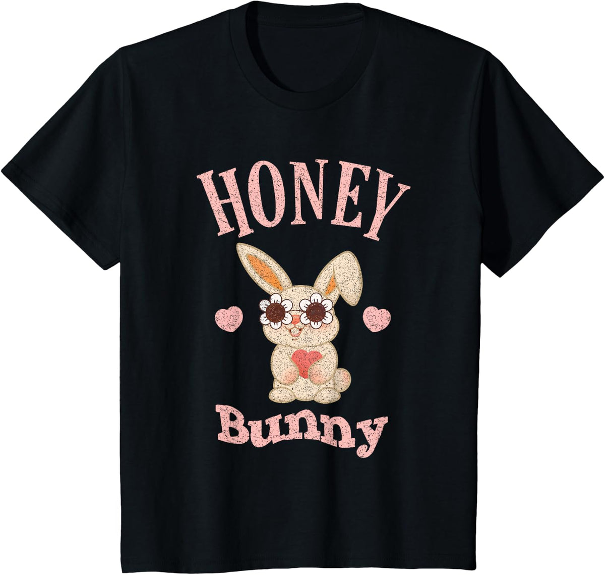 Honey Bunny Retro Easter Cute Rabbit Women Girls Kid Toddler T-Shirt - Black