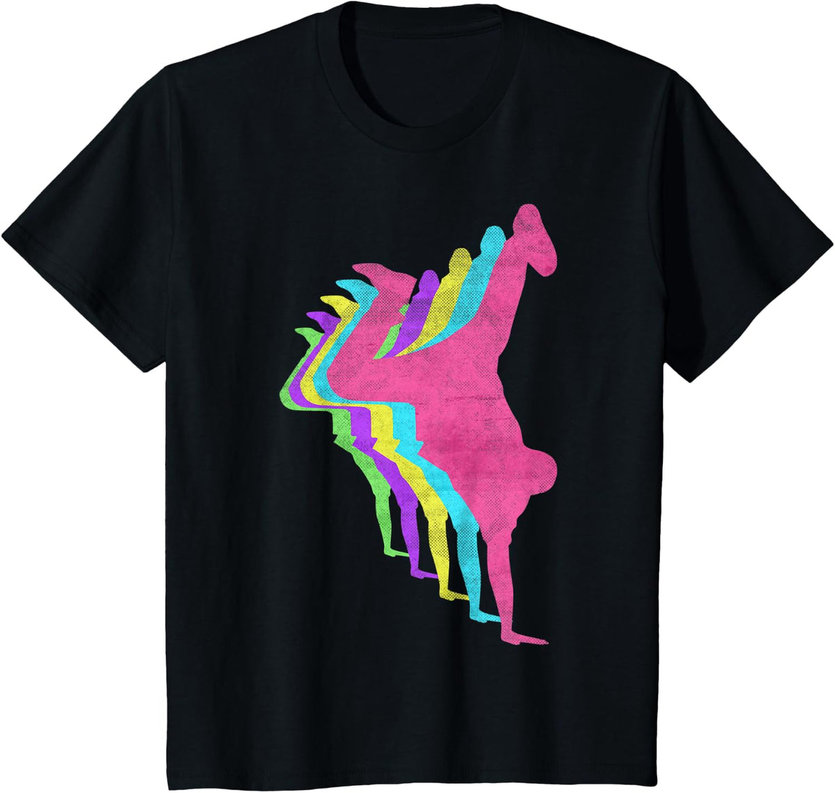 Hiphop hand stand break dance. 80s. Colors. 1980s. T-Shirt - Black