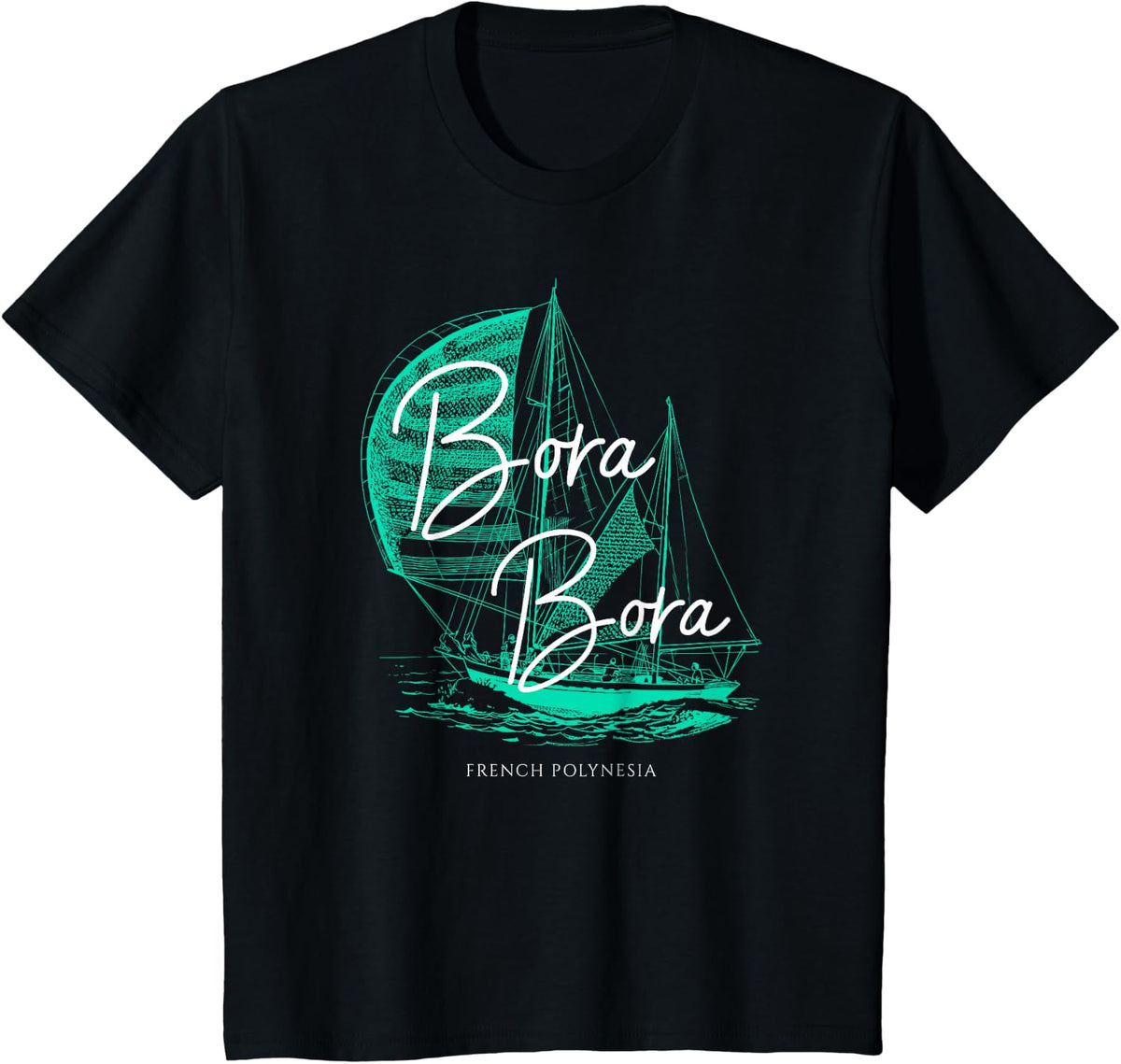 Bora Bora French Polynesia Sailboat T-Shirt - Black