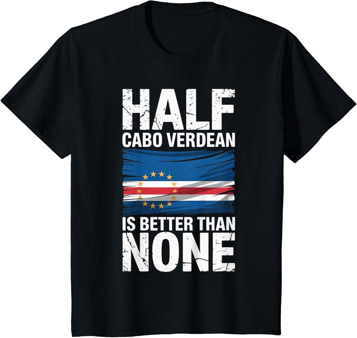 Cabo Verde Flag Pride Verdian Half Cape Verde T-Shirt - Black