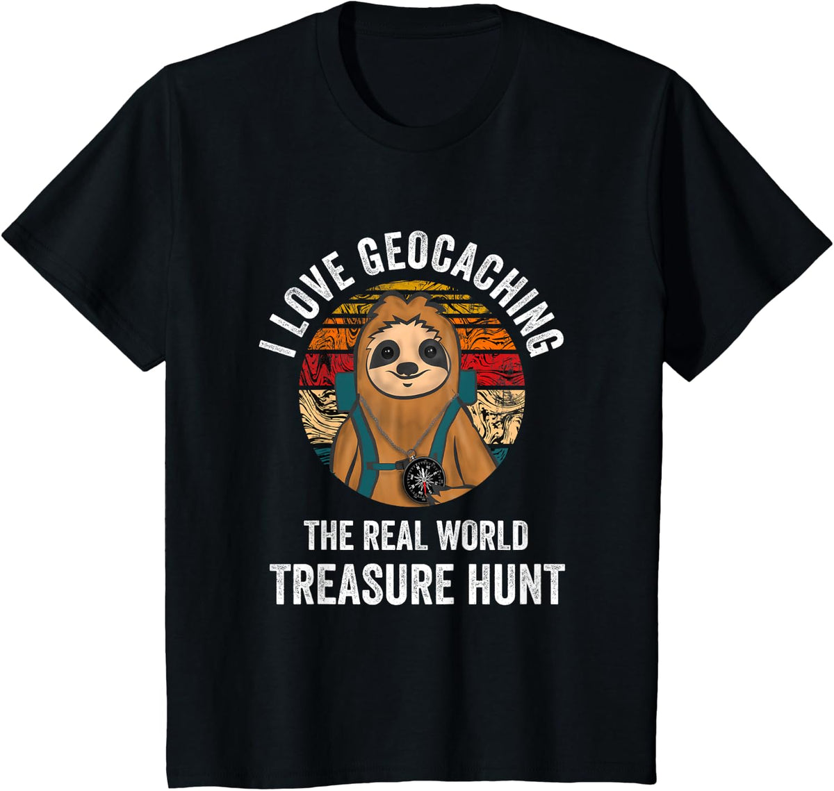 Funny Geocacher Sloth Geocaching T-Shirt - Black