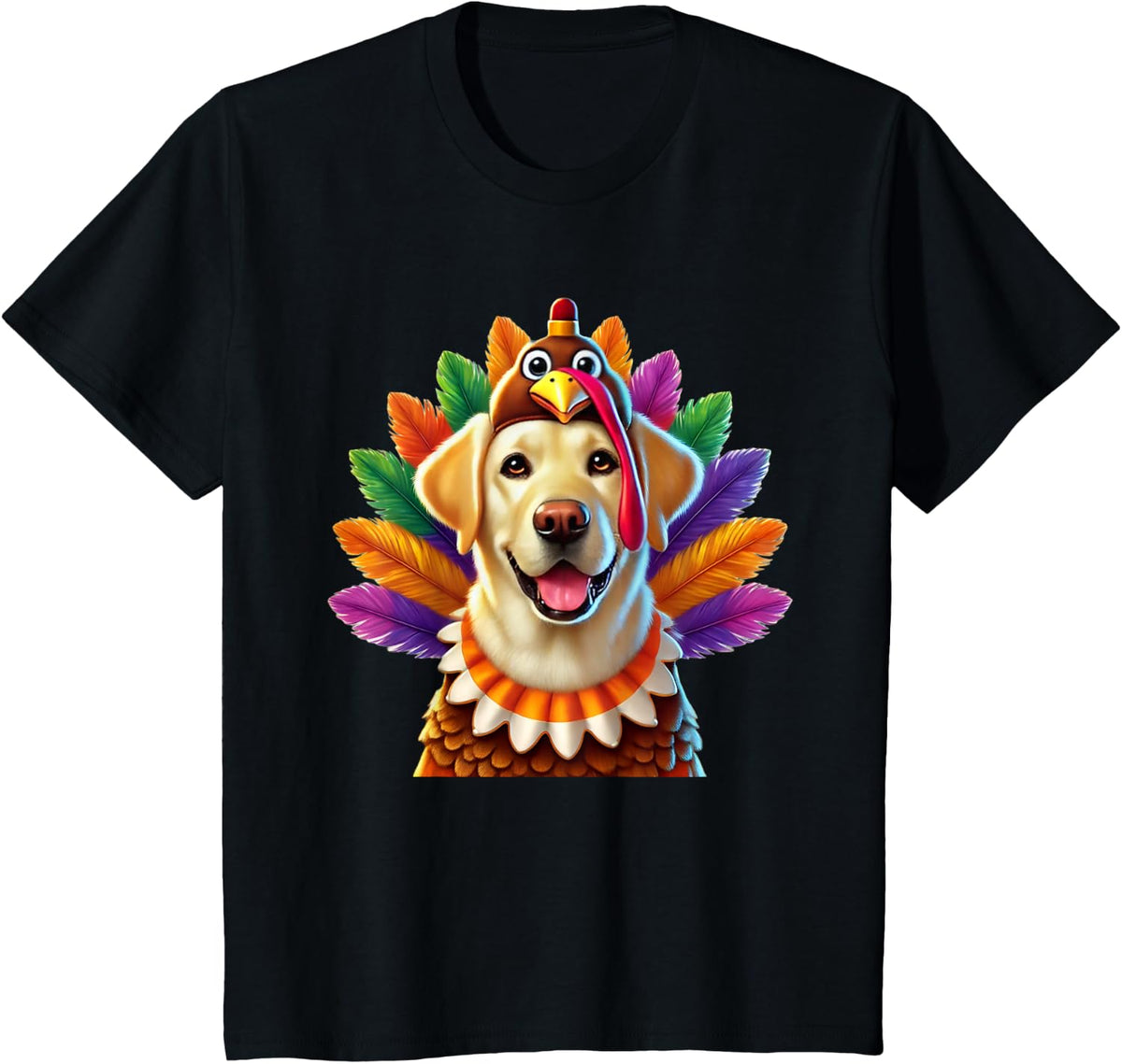 Yellow Lab Turkey Funny Thanksgiving Animal Dog Canine Pet T-Shirt - Black