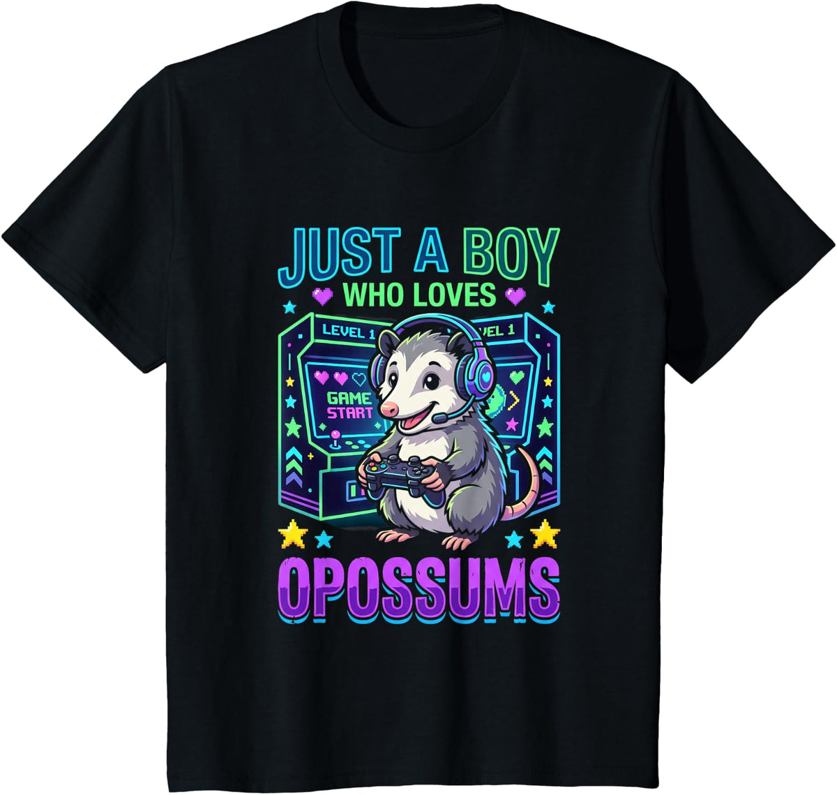 Opossum Just a Boy Who Loves Opossums T-Shirt - Black