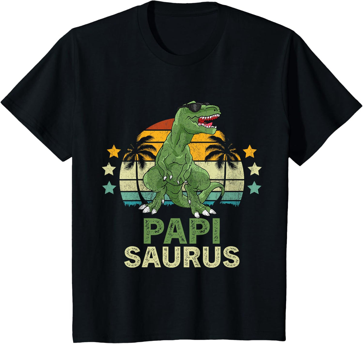 Papisaurus T-Rex Dinosaur Papi Saurus T-Shirt - Black