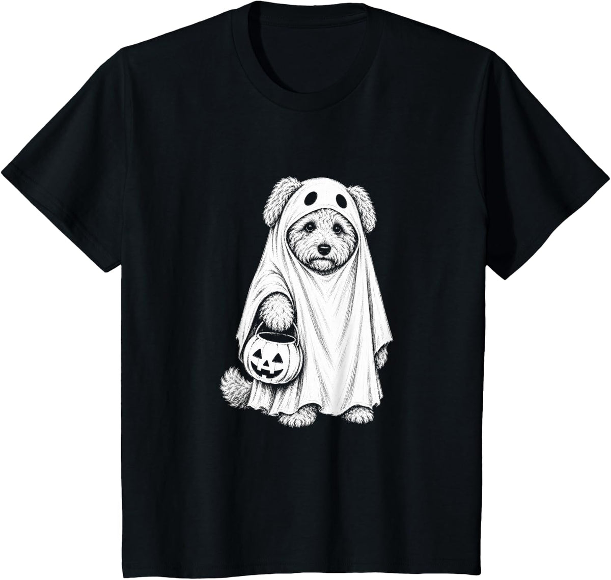 Doodle Halloween Dog Lover Spooky Ghost Scary Doodle T-Shirt - Black