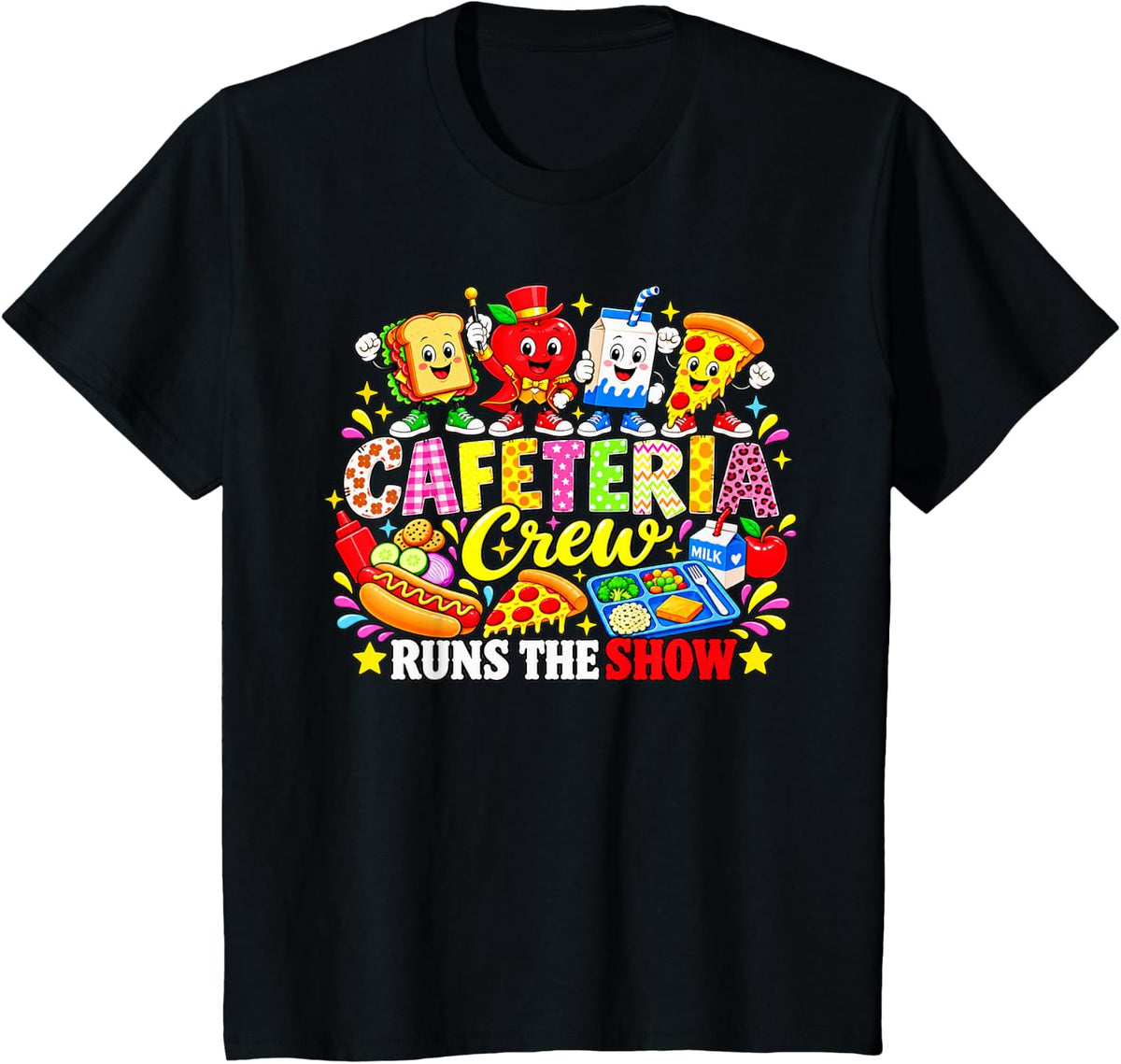 Cafeteria Crew Cute School Lunch Lady School Nutrition Staff T-Shirt - Black