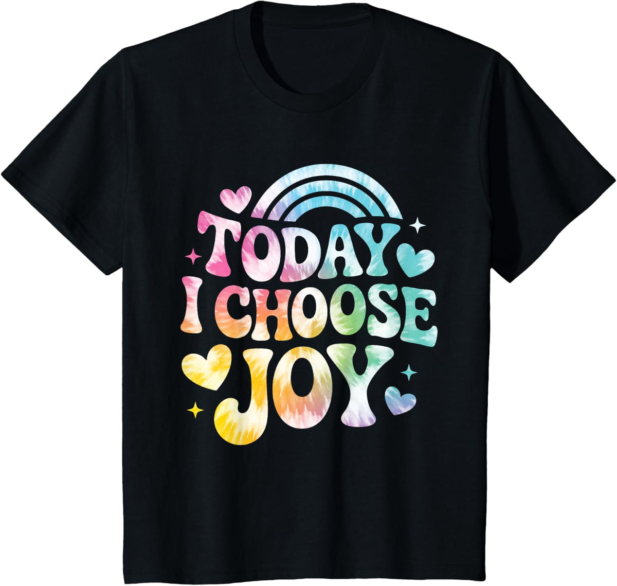 Today I Choose Joy Positive Retro Groovy Tie Dye T-Shirt - Black
