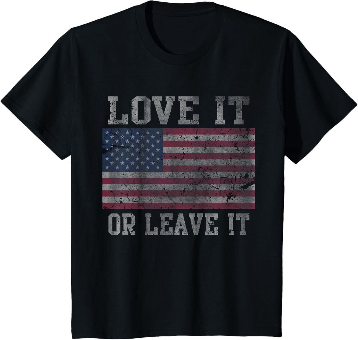 USA Love It Or Leave It Patriotic Retro Fade Men T-Shirt - Black